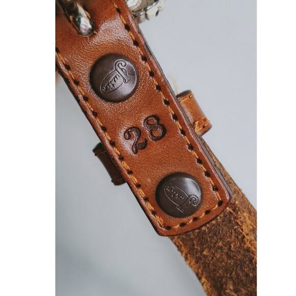 Vintage Justin Concho Western Belt Women's 28 Leather Woven Silver Southwestern - Picture 5 of 15